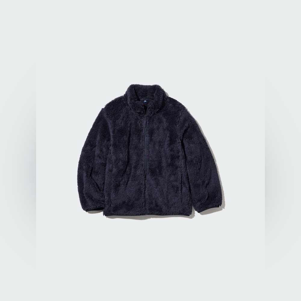 Uniqlo Navy Fluffy Yarn Fleece Full-Zip Jacket Size 13
